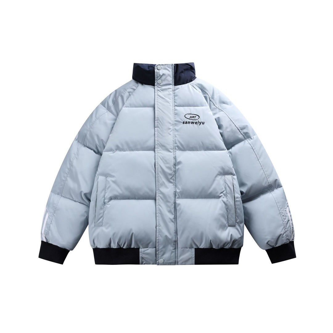 Unisex Short-cut padded bomber jacket with high stand-up collar and contrasting ribbed hems Mune Fashion
