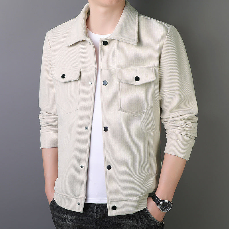 Men's cord jacket in trucker style with snap button placket Mune Fashion