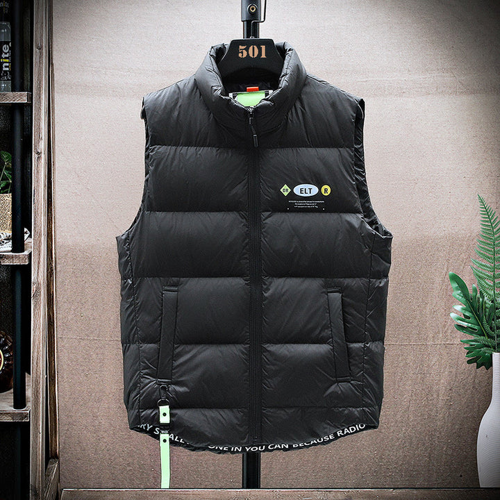 Men's padded quilted vest with high stand-up collar and drawstring hem Mune Fashion