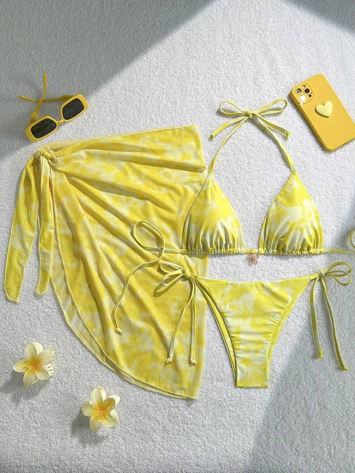 Women Triangle Bikini Set with adjustable straps and wrap Mune Fashion