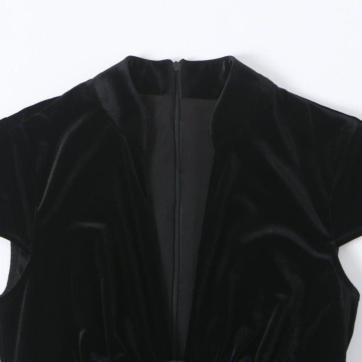 Women's velvet mini dress with tailored corset look and flared skirt Mune Fashion
