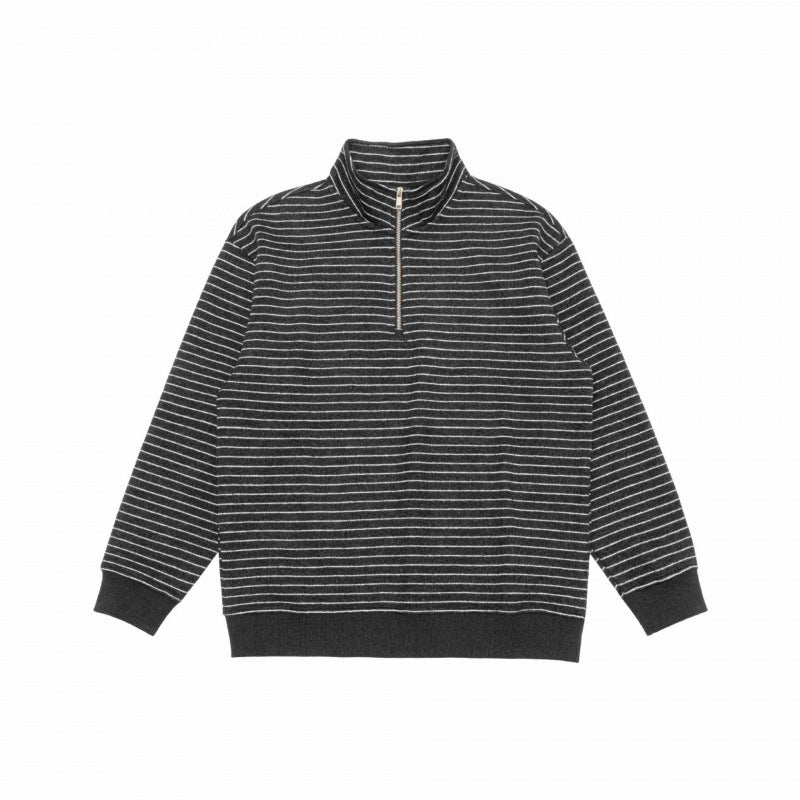 Unisex Oversize fine knit pullover with half zipper and stand-up collar Mune Fashion