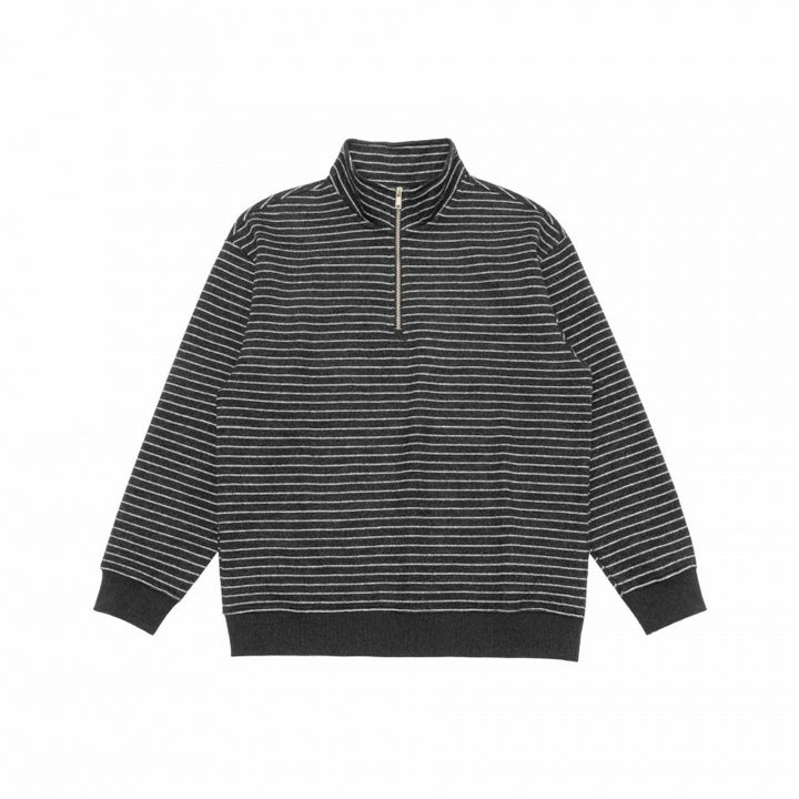 Unisex Oversize fine knit pullover with half zipper and stand-up collar Mune Fashion