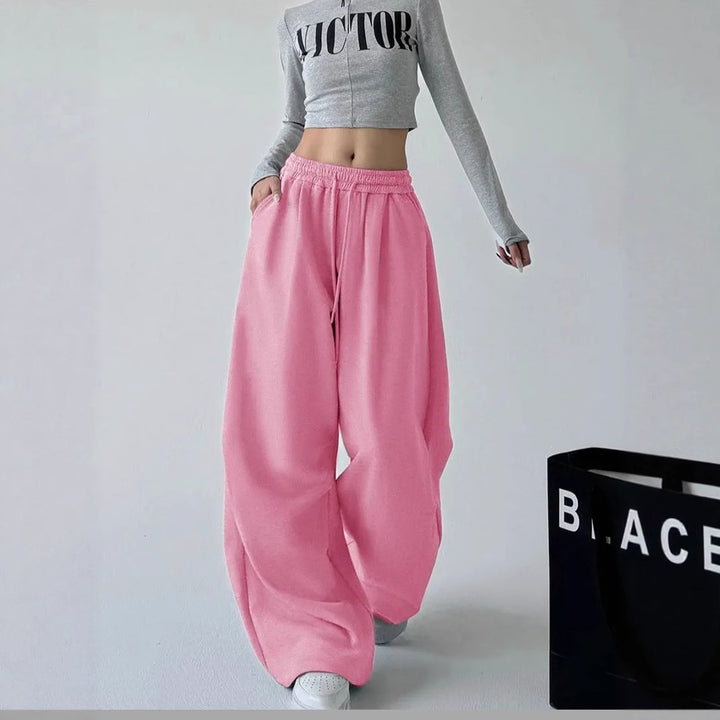 Women's extra-wide high-waist lounge pants with elastic drawstring waistband, drawstring and practical side pockets Mune Fashion