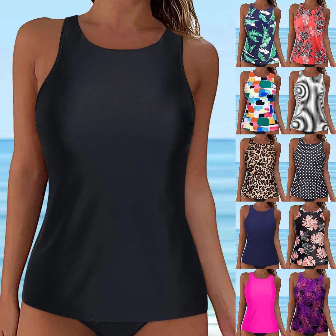 Women's Sporty Tankini Top with Fashionable Back Cutout Mune Fashion