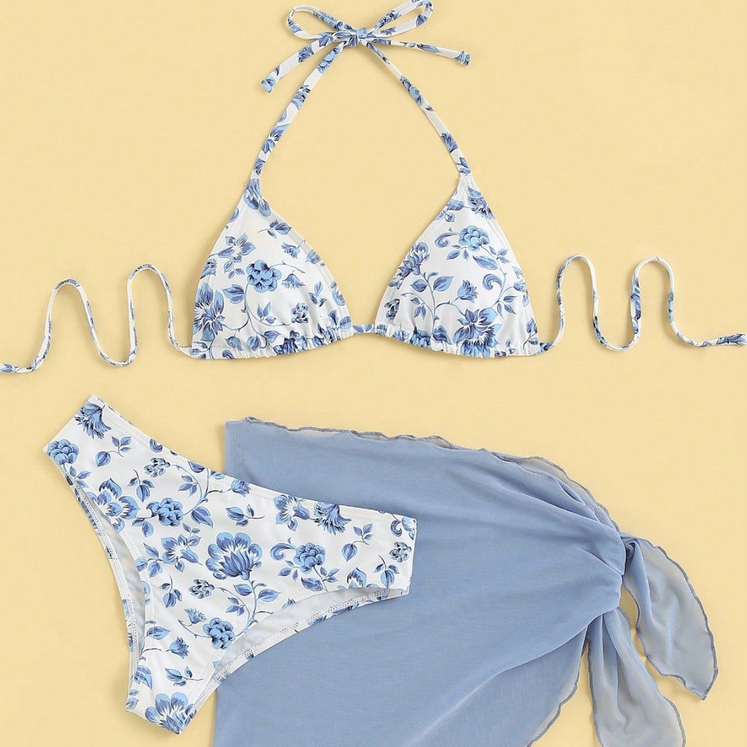 Ladies triangle bikini with elegant wrap skirt Mune Fashion