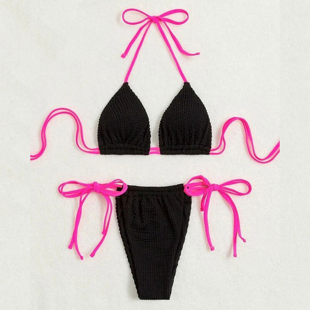 Women Triangle Bikini Set with High Cut Legs and Adjustable Straps Mune Fashion