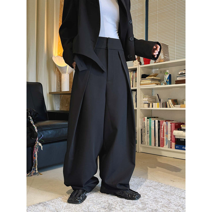 Women's Boxy Blazer with Oversized Sleeves and High-Waist Balloon Pants Set Mune Fashion