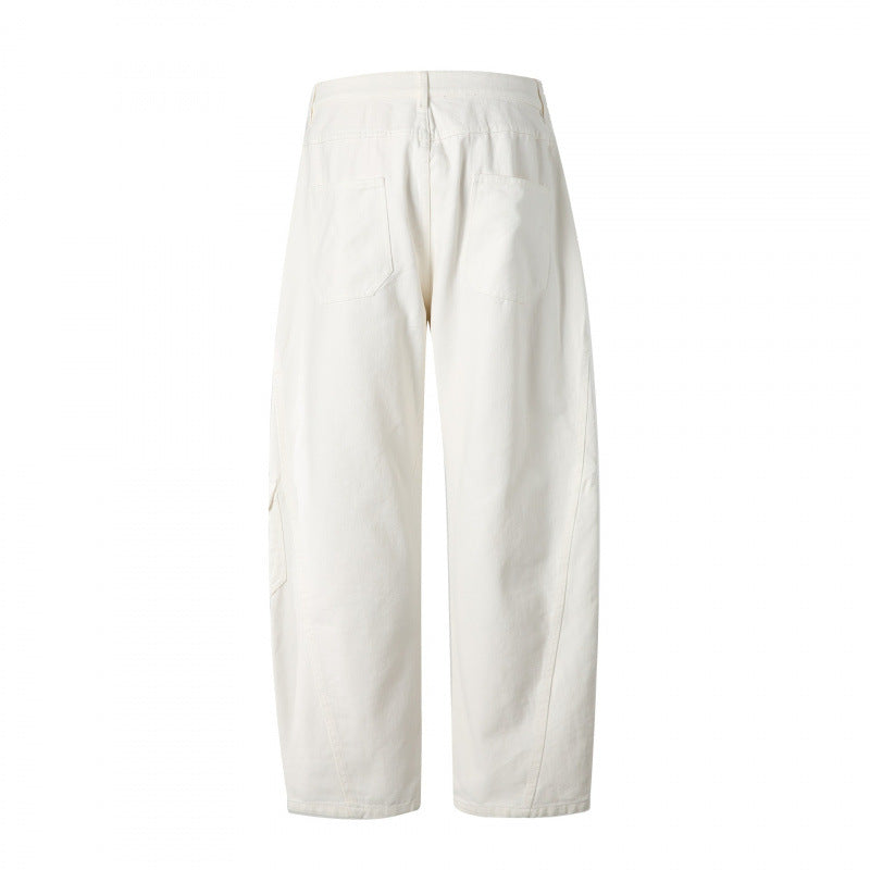 Unisex Wide Utility Cargo Pants made of sturdy cotton denim with a high waist and flap pockets Mune Fashion