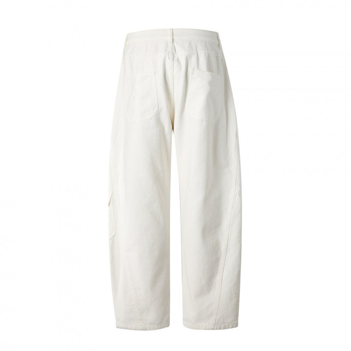Unisex Wide Utility Cargo Pants made of sturdy cotton denim with a high waist and flap pockets Mune Fashion