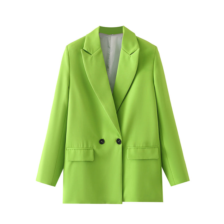Women's Oversize Double-Breasted Blazer with Lapel and Soft Lining Mune Fashion