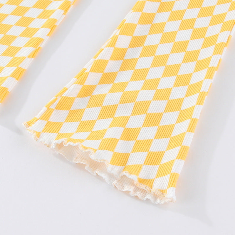 Girl Flared Leggings with Checkered Design Mune Fashion