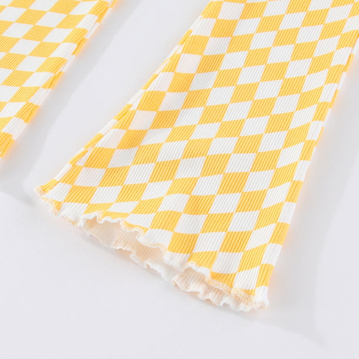 Girl Flared Leggings with Checkered Design Mune Fashion