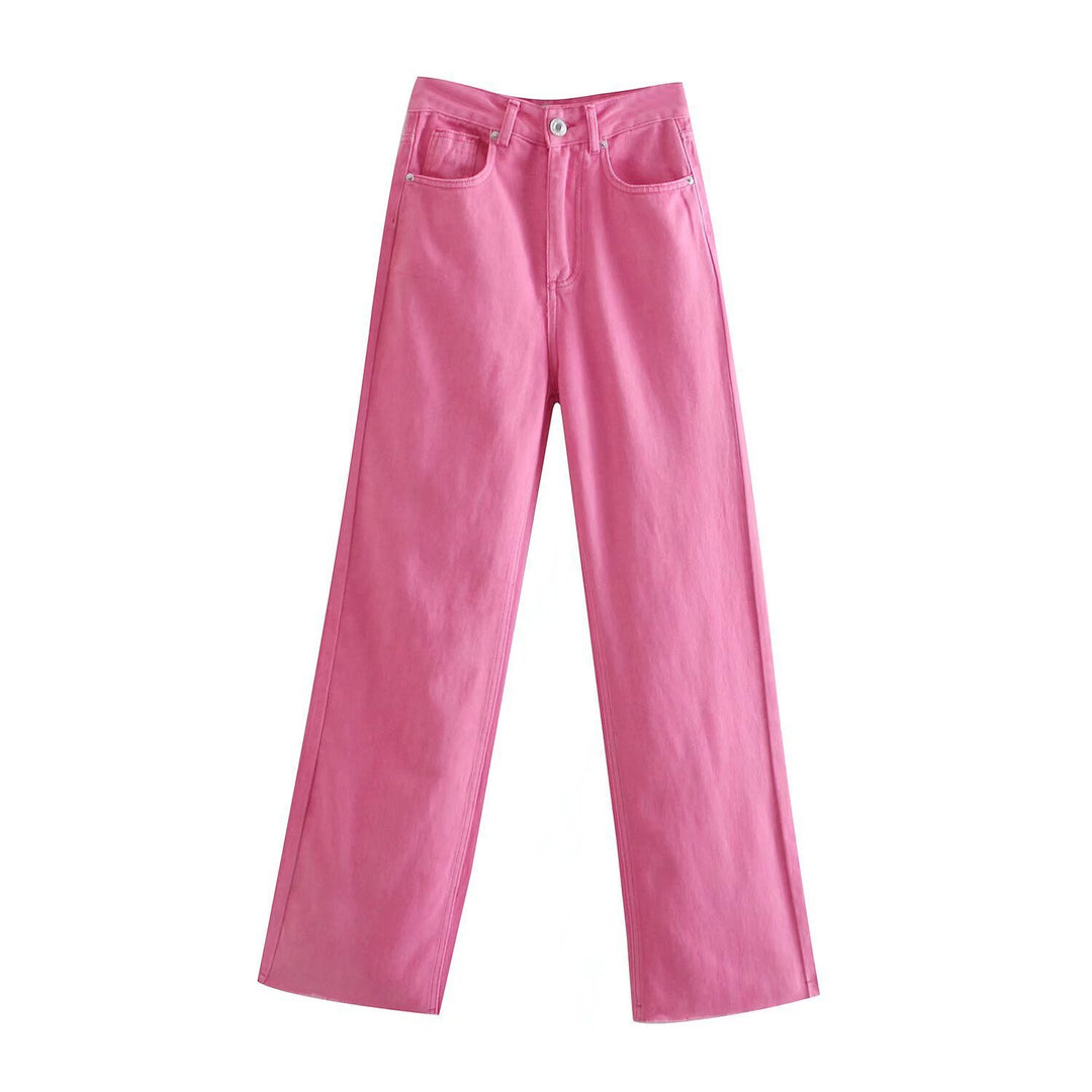 Women's high-waisted wide-cut jeans with wide leg, high waist and raw hem Mune Fashion