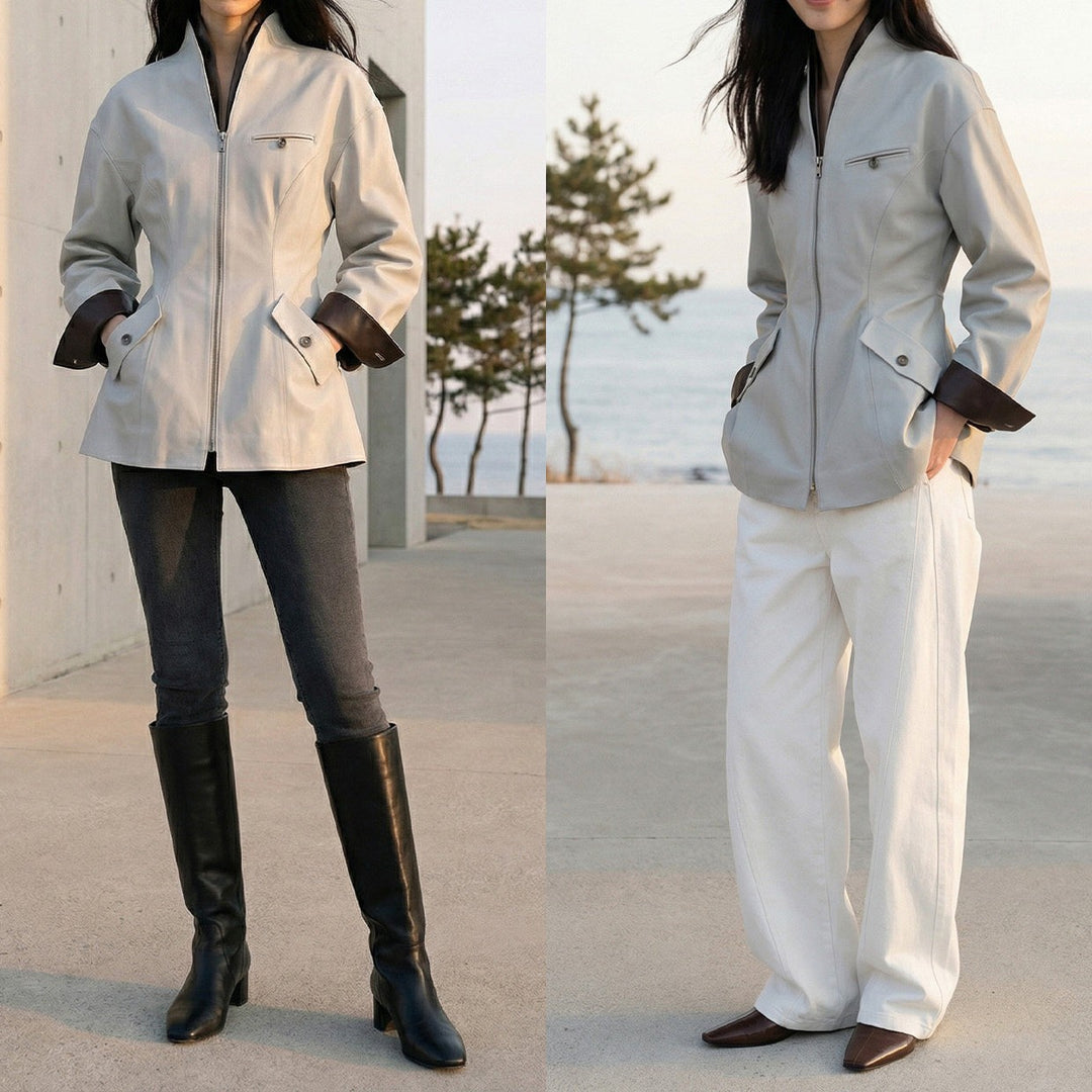 Women's trendy transitional jacket with zipper Mune Fashion