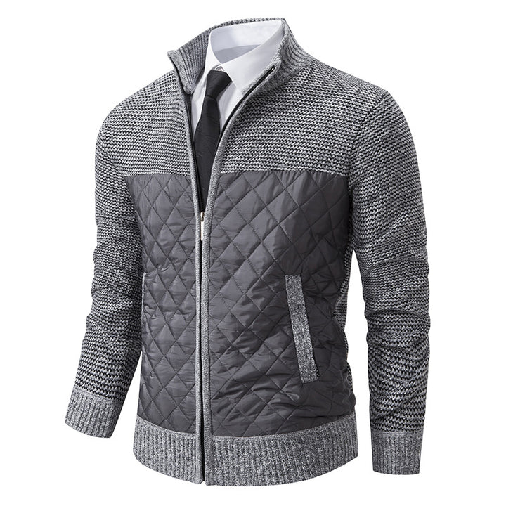 Men's quilted hybrid cardigan with diamond quilting, stand-up collar, insulating thermal lining, and zipper Mune Fashion