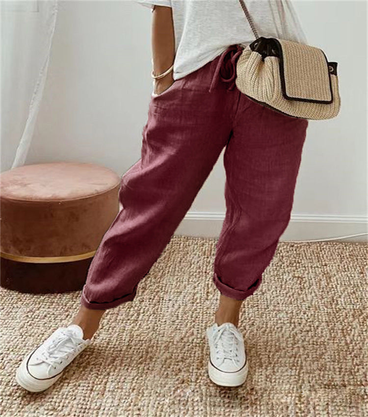Women's Loose Printed Jogger with Drawstring and Cuffed Hem Mune Fashion
