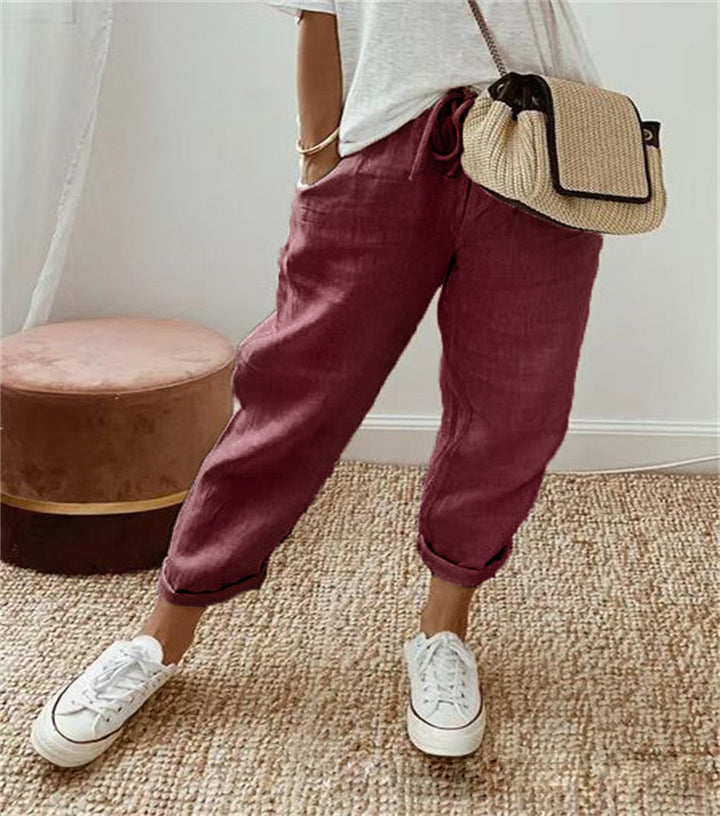 Women's Loose Printed Jogger with Drawstring and Cuffed Hem Mune Fashion