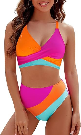 Women's high-waisted bikini set with fashionable wrap top Mune Fashion