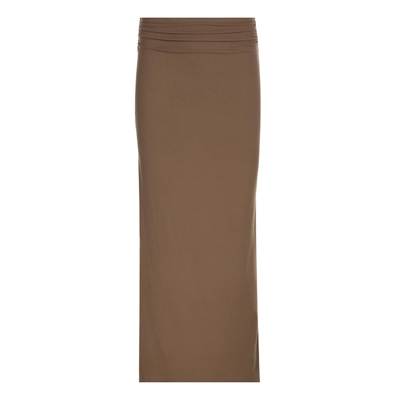 Women's Two-Piece Midriff Set made of Stretch Jersey with V-Neck Crop Top and Waist-Defining Maxi Skirt Mune Fashion