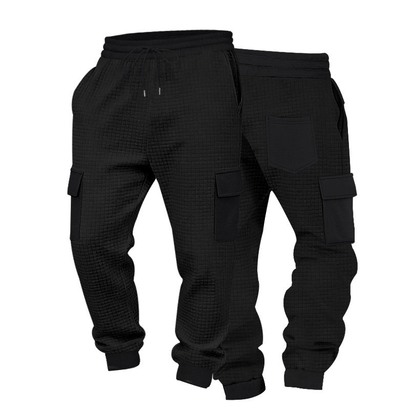 Men's cargo jogging pants made of waffle texture with drawstring and cuffs Mune Fashion