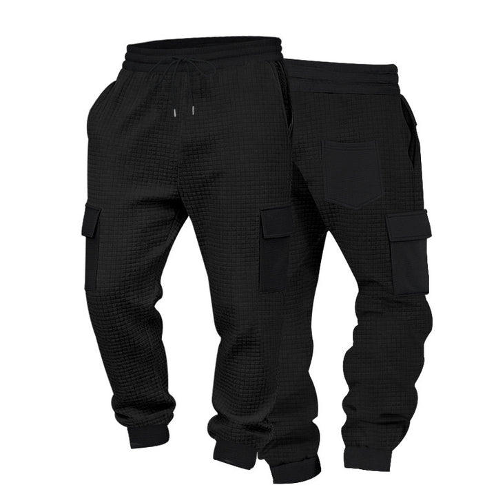 Men's cargo jogging pants made of waffle texture with drawstring and cuffs Mune Fashion