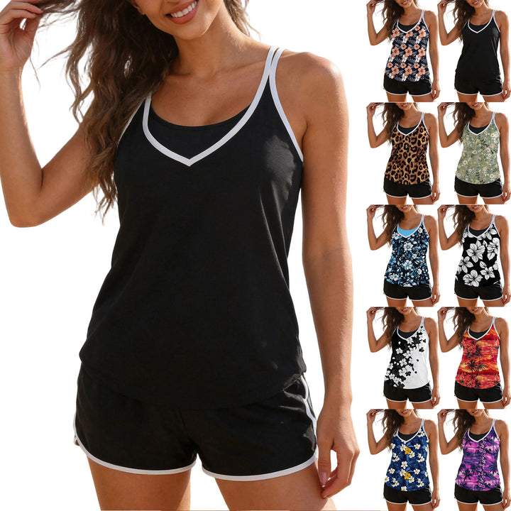 Damen Sportliches Tanktop mit floralen Mustern und bequemen Shorts Echo Archiv