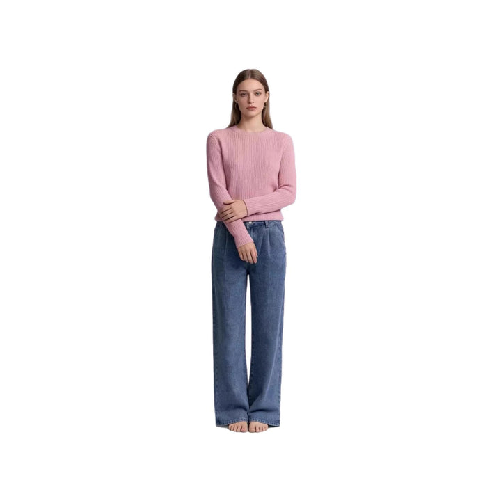 Women’s high-waisted pleated wide-leg jeans with a high waistband and belt loops Mune Fashion