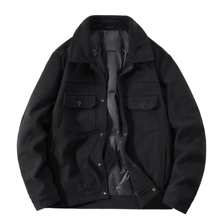 Men's textured corduroy overshirt with quilted lining and snap-button chest pockets Mune Fashion