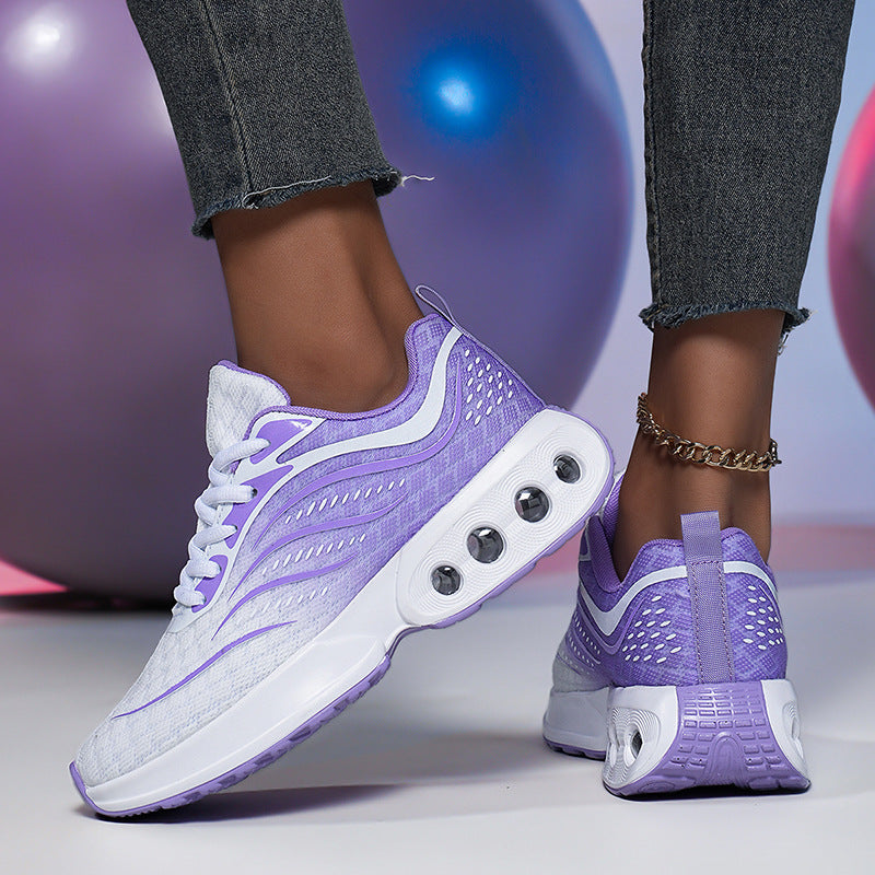 Ladies' nano sporty knitted running shoes with ventilated air chamber sole and ergonomic rolling sole Mune Fashion