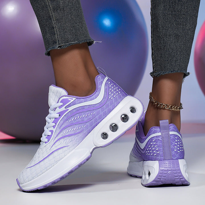 Ladies' nano sporty knitted running shoes with ventilated air chamber sole and ergonomic rolling sole Mune Fashion