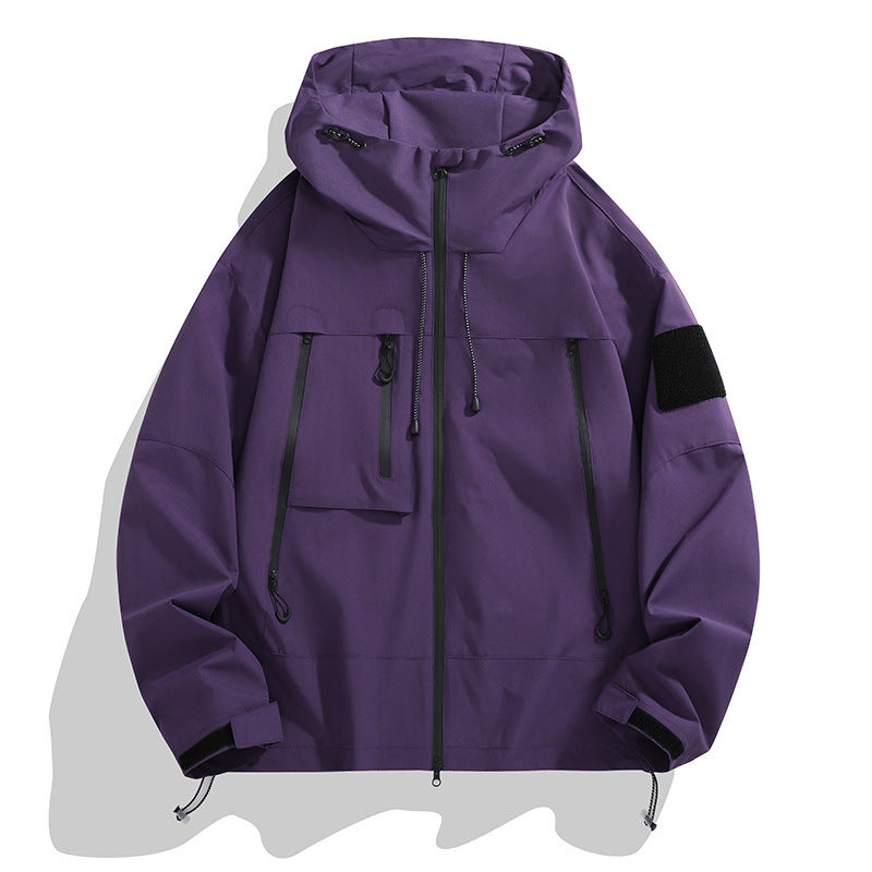 Men's Technical Outdoor Jacket with Adjustable Hood Design and Multifunctional Pockets Mune