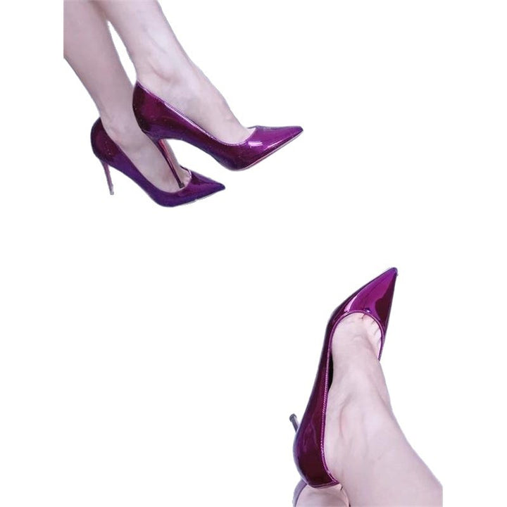Women's Elegant Pointed Toe Patent Pumps with Slim Stiletto Heel Mune Fashion
