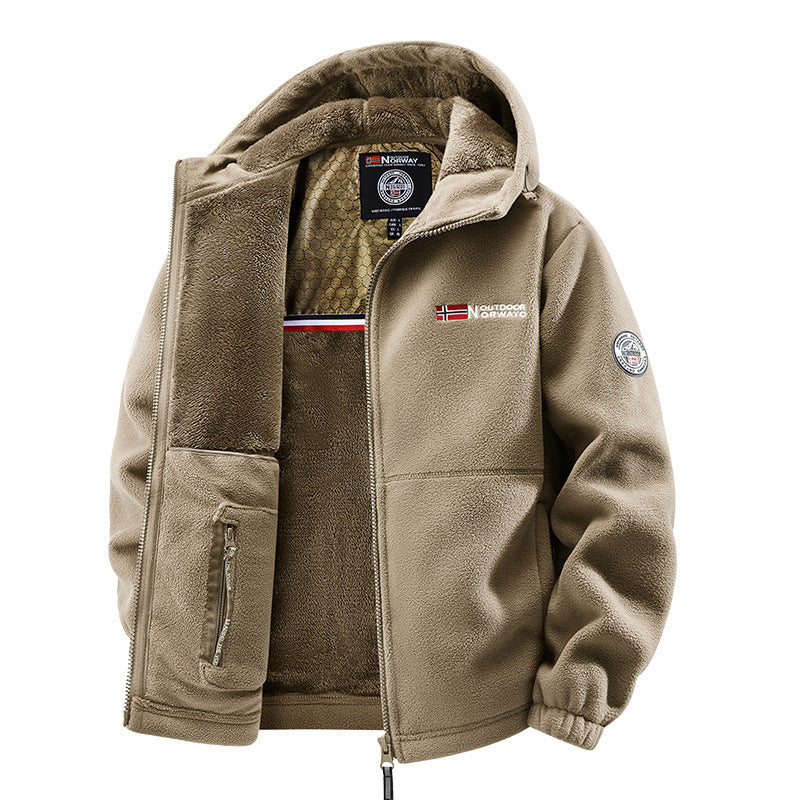 Men's Cozy Fleece Hoodie Jacket with Teddy Lining, Windproof and Zipper Pockets Mune Fashion