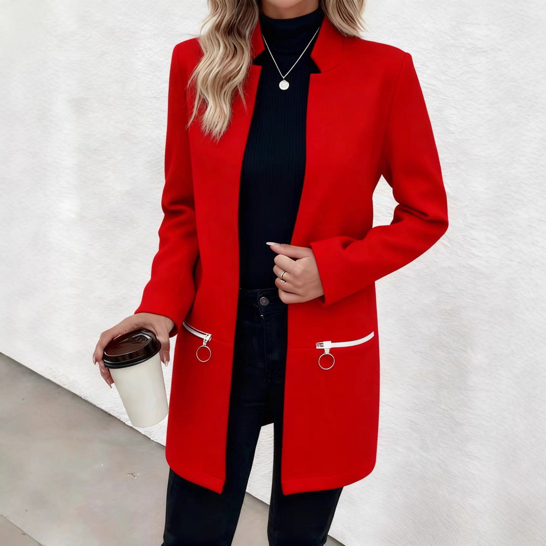 Women's Elegant Blazer with Zipper Pockets Mune Fashion