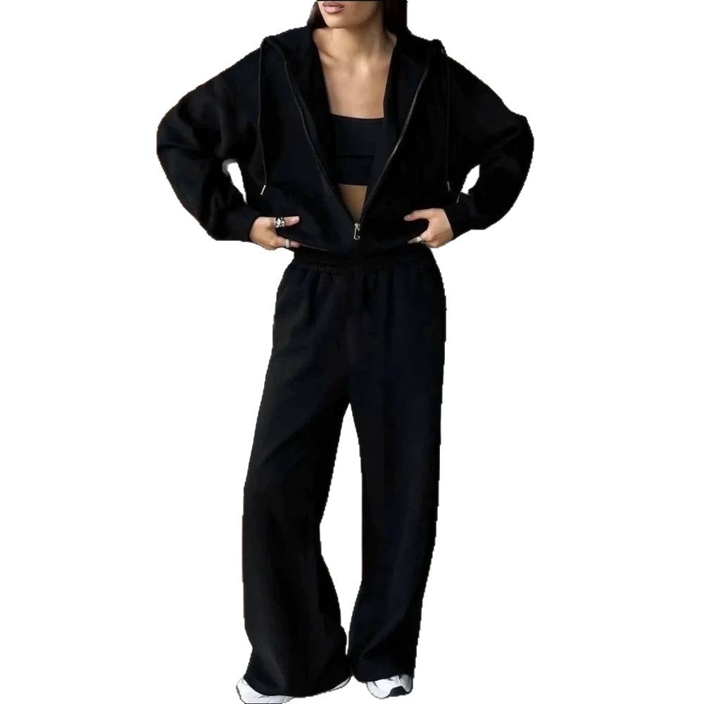 Women’s Casual Hoodie Sweat Set with Zipper and Loose Jogger Cut Mune Fashion