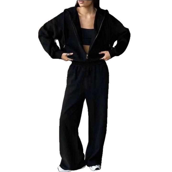 Women’s Casual Hoodie Sweat Set with Zipper and Loose Jogger Cut Mune Fashion