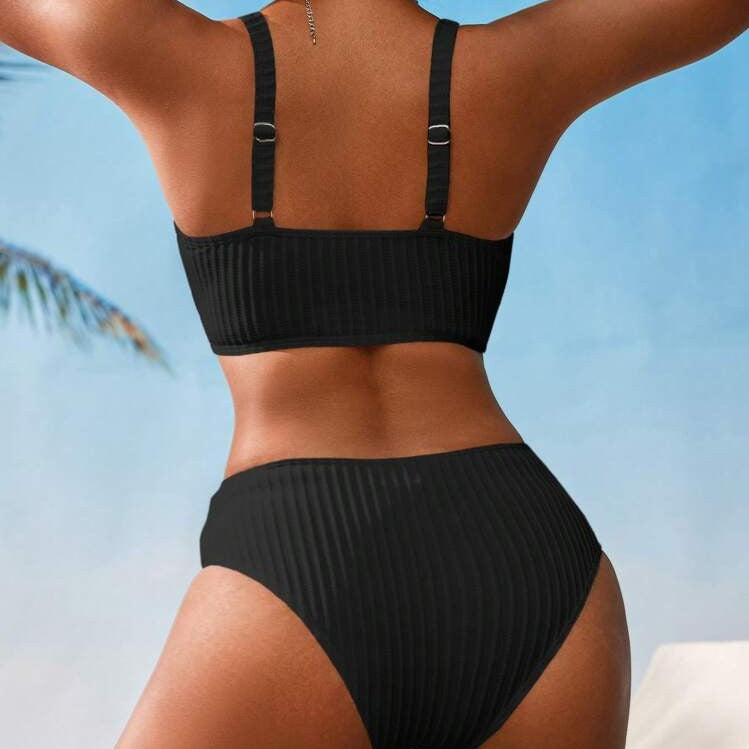 Women's Comfortable Bikini with Refined Ribbed Details Mune Fashion