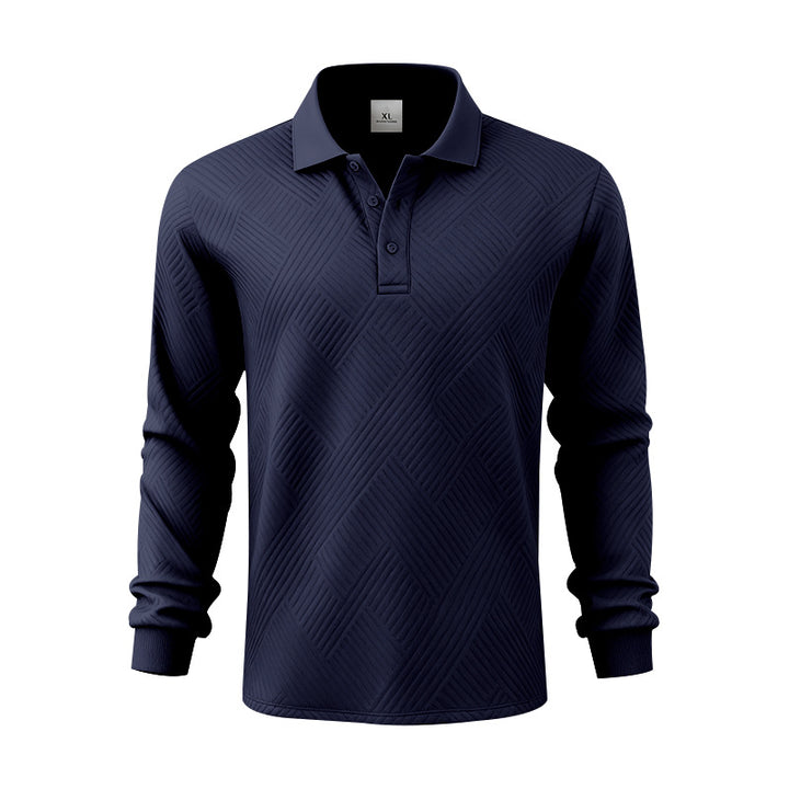 Men's long-sleeve polo shirt made of textured jacquard knit Mune Fashion