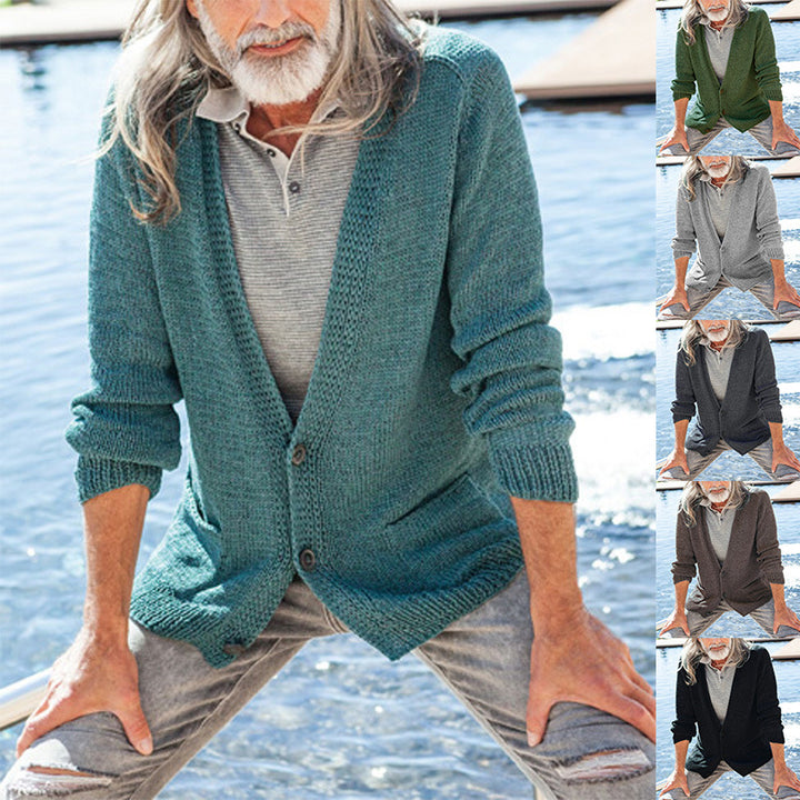 Men's knit cardigan with hood and patch pockets Mune Fashion