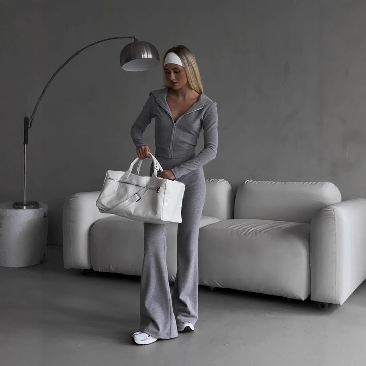 Women's figure-enhancing set consisting of tailored zip jacket and high-waist leggings Mune Fashion