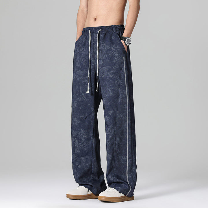 Men's Loose-Fitting Sports Pants with Elastic Waistband and Side Pockets