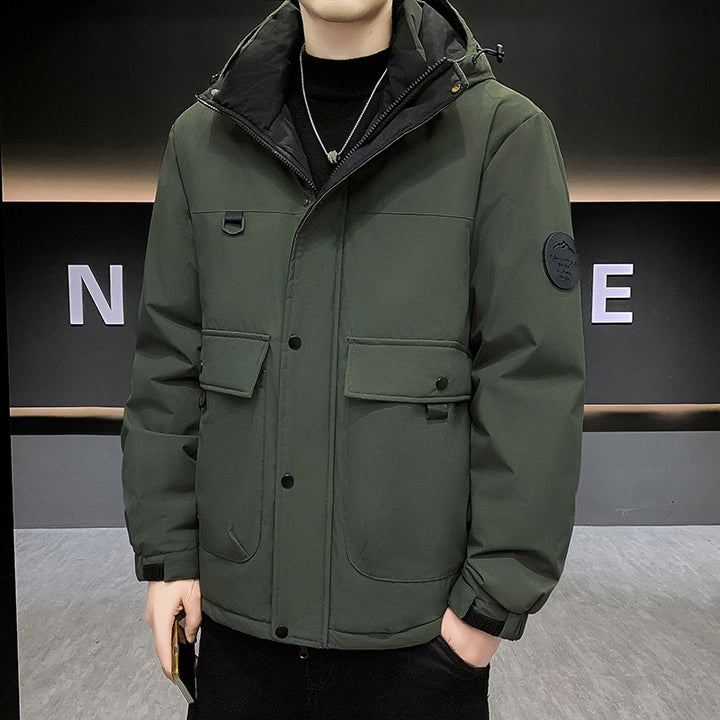 Men's Padded Short Parka with Hood windproof water-repellent and multifunctional pockets Mune Fashion