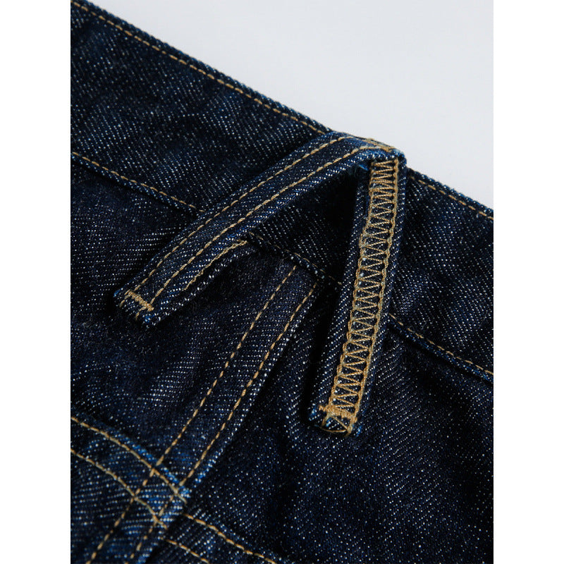 Women High-Waist Straight-Leg Raw-Denim Jeans with Relaxed Fit and Five-Pocket Design Mune Fashion