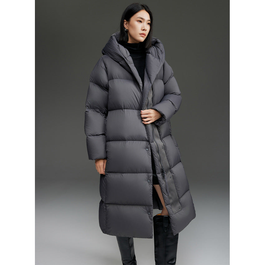 Women Long Quilted Down Parka with Hood and Thermal Insulation Mune Fashion
