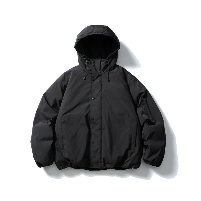 Unisex Boxy Padded Hoodie with Drawstring, Concealed Snap Placket and Utility Arm Pocket Mune Fashion