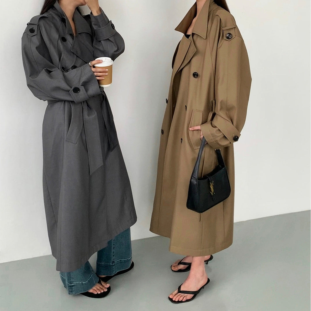 Women's fashionable trench coat with double button placket Mune Fashion