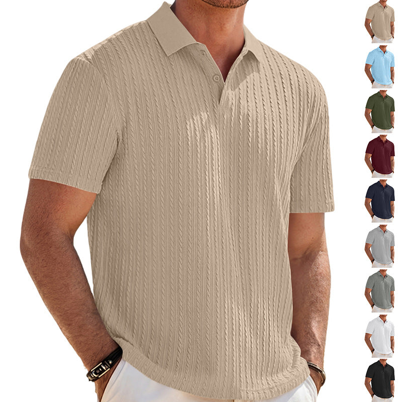 Men's fine-knit polo with structured cable pattern and soft cotton blend Mune Fashion