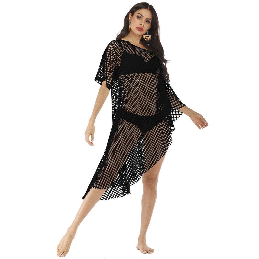 Women's casual mesh beach cover-up with asymmetrical cut Mune Fashion