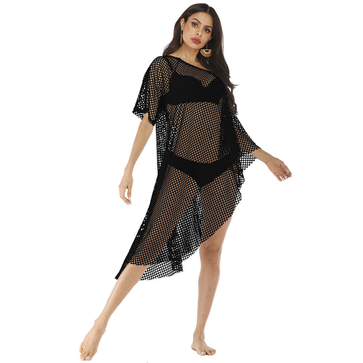 Women's casual mesh beach cover-up with asymmetrical cut Mune Fashion